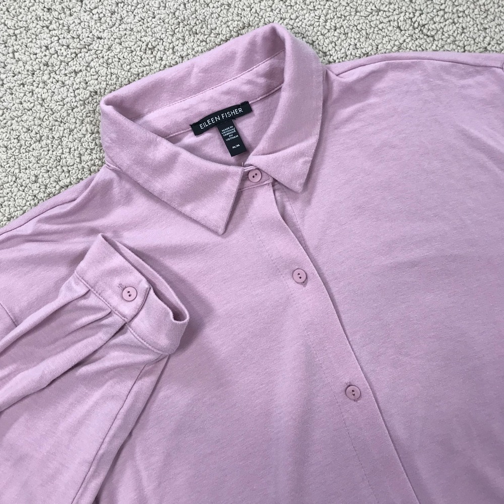 Eileen Fisher Lilac Purple‎ Tencel Lyocell Button Down Shirt Womens Medium M